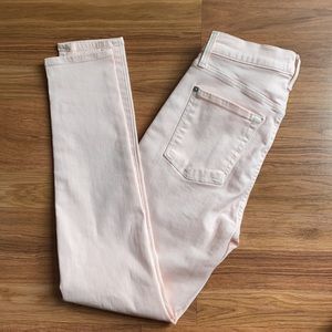 7 seven for all mankind The High Waist Ankle Skinny blush pink jeans, 27